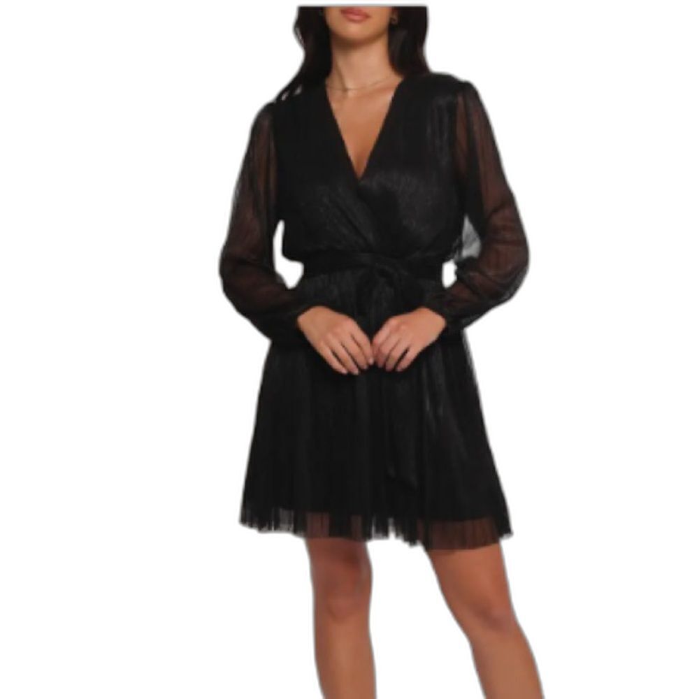 NWT Banana Republic Long Sleeve Black Metallic Minidress Women's Size Medium